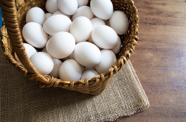 Grande portion d'œufs dans le panier