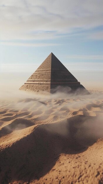 une grande pyramide au milieu d'un désert