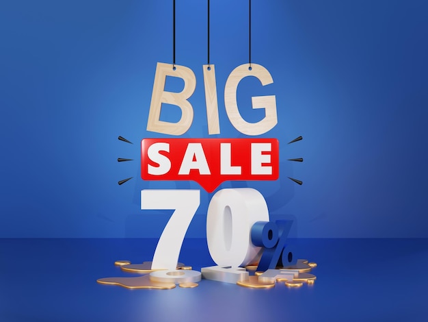 Une grande remise de 70% sur les numéros 3D réalistes pour les publicités de bannières d'affichage promotionnelles