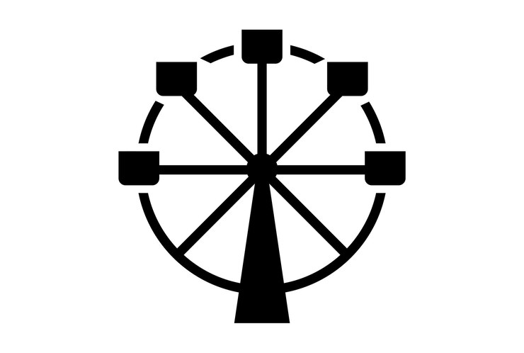 Photo grande roue carnaval icône noir fête glyphe symbole cirque signe art