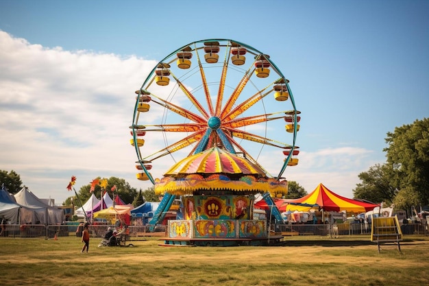 Une grande roue avec le mot " happy " dessus