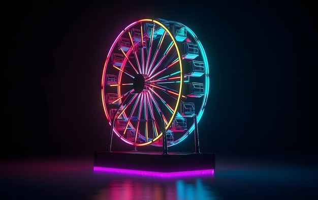 Photo une grande roue avec des néons dessus