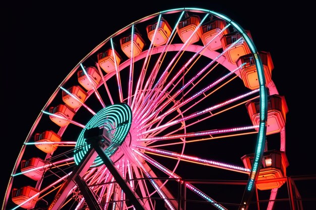 La grande roue la nuit la grande roue avec l'éclairage au néon