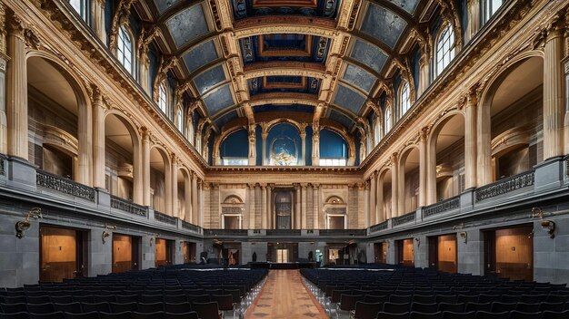 La grande salle de l'île d'Ellis à New York