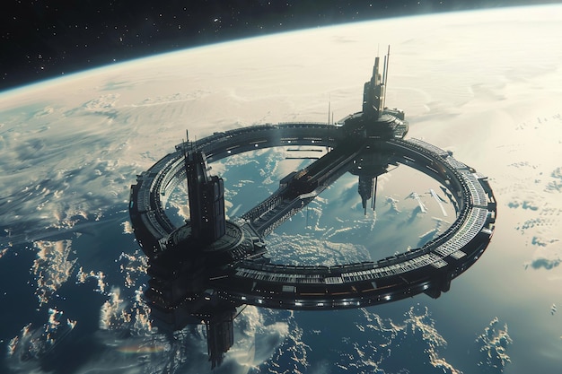 Grande station spatiale avec une architecture futuriste