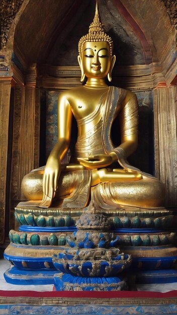 Grande statue de Bouddha bleue et blanche à Wat Roy Phra Phutthabat Phu Manorom pour le peuple thaïlandais et pour