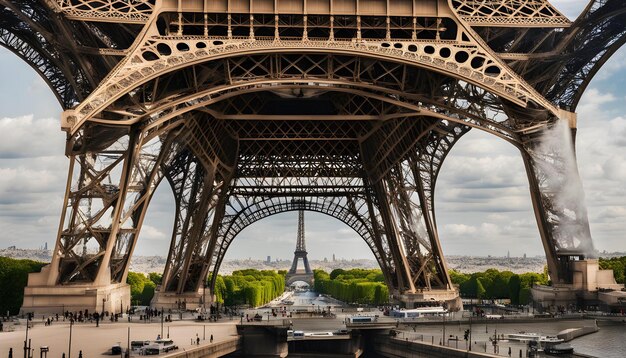 une grande tour Eiffel est montrée dans une image