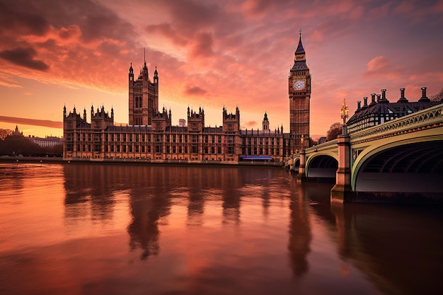 Une grande tour de l'horloge se dresse devant un grand bâtiment avec le mot big ben dessus.