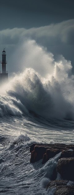 Une grande vague s'écrase dans l'océan