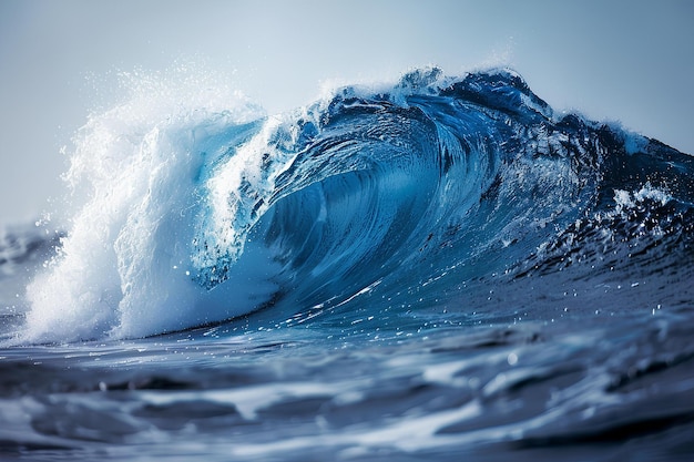 Une grande vague se brise sur la ligne de rive de l'océan dans l'ocean il semble qu'il est en train de s'écraser un
