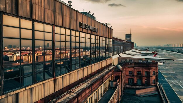 De grandes fenêtres surplombant l'aéroport de Donetsk