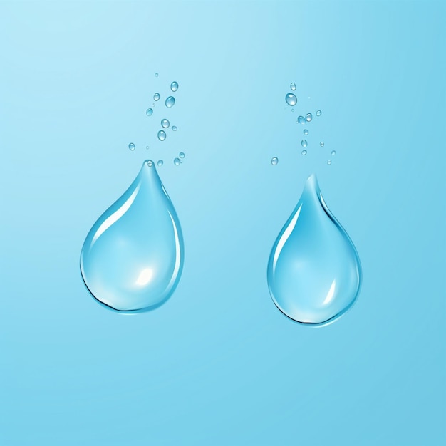 De grandes gouttes d'eau sur fond bleu Place pour le placement du produit