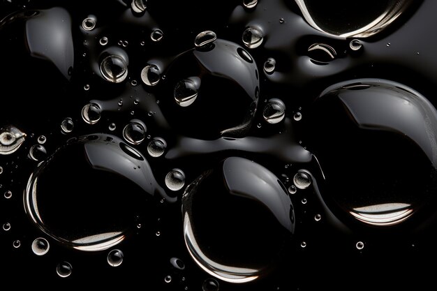 Photo de grandes gouttes d'eau sur une surface noire