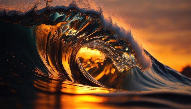 Grandes vagues de l'océan se bouchent