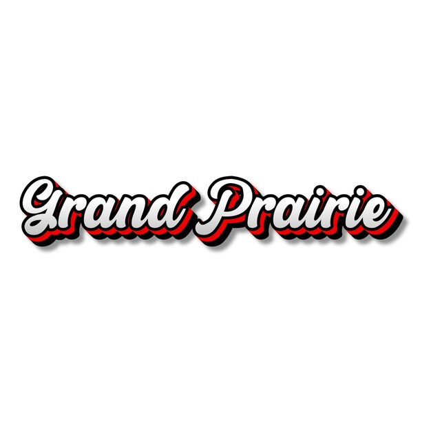 Photo grandprairie texte 3d argenté rouge noir blanc fond photo jpg