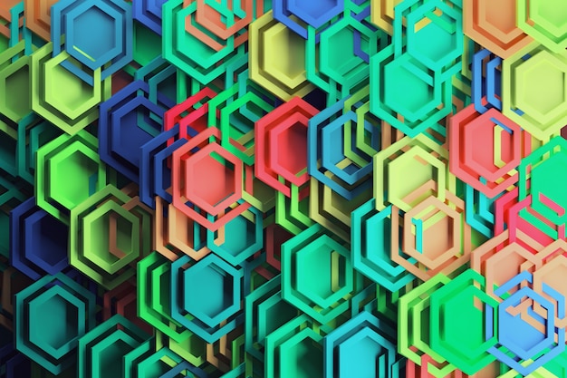 Grands hexagones vibrants