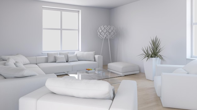 Photo grands intérieurs lumineux modernes de luxe illustration de maquette de salon image générée numériquement par ordinateur de rendu 3d