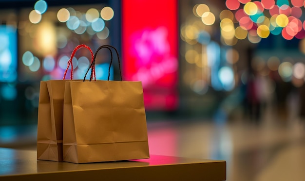 de grands sacs de papier sur la table