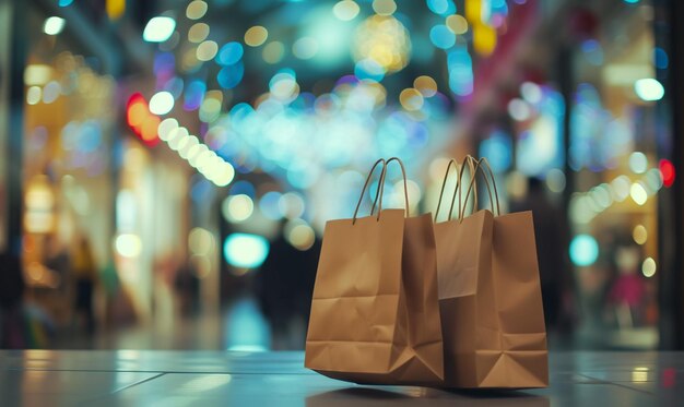 de grands sacs de papier sur la table