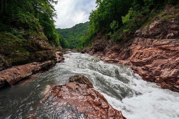 Granite Canyon de la rivière Belaya est un monument naturel du Caucase de l'Ouest Adygea Russie