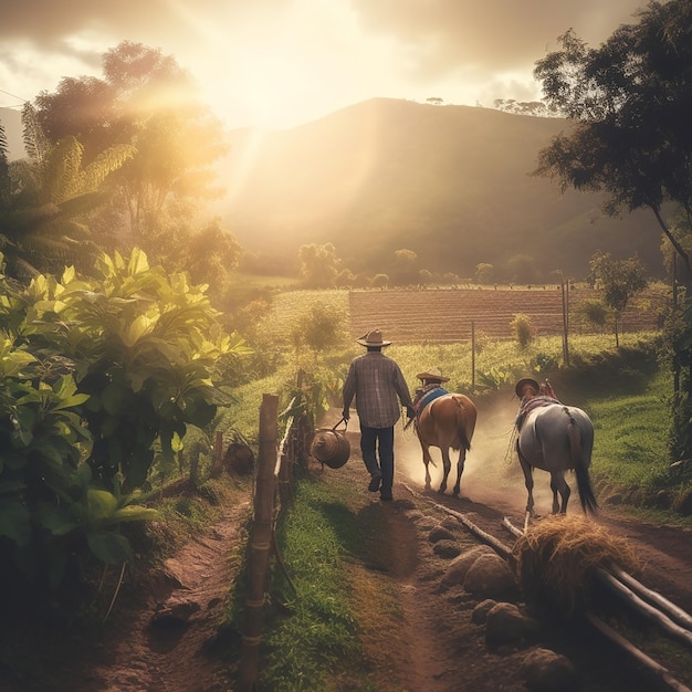 granjeros colombiens trabajando