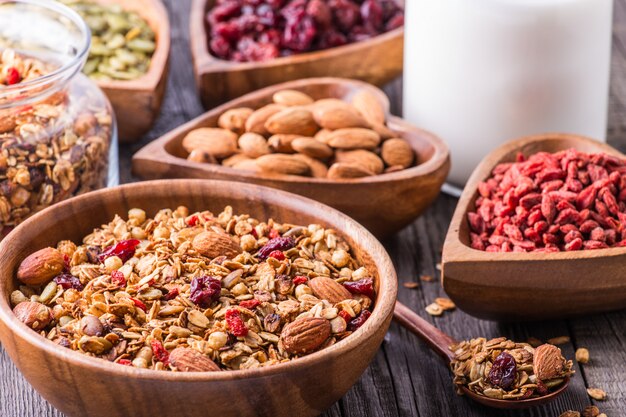 Granola fait maison avec des baies et des graines