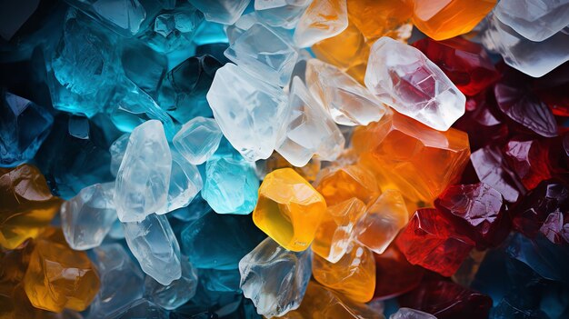 Les granulés de plastique recyclé broyés ont été convertis en un matériau frais et réutilisable. Hue Generative AI