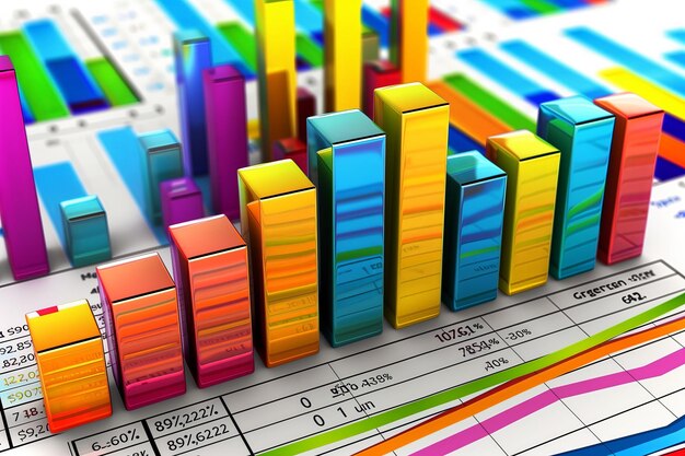 Graphe à barres analytique d'arrière-plan 3D