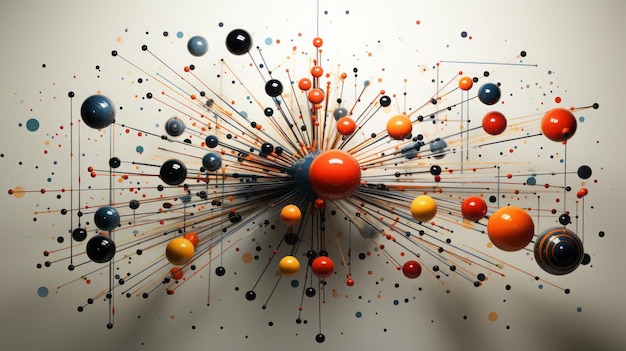 Photo graphe de connaissance sphérique avec des points et des lignes