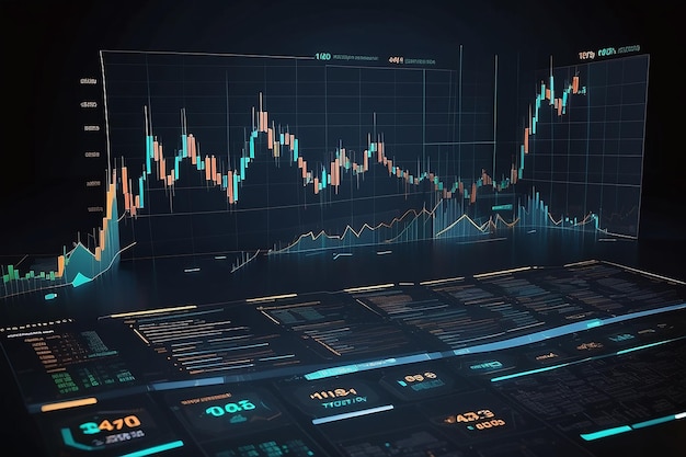 Graphe de négociation des investissements boursiers dans un concept graphique adapté aux finances