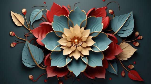 Graphique 3D lumineux et créatif de fleurs généré par l'IA