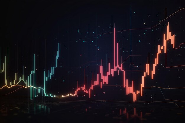 Graphique abstrait du marché boursier sur fond sombre