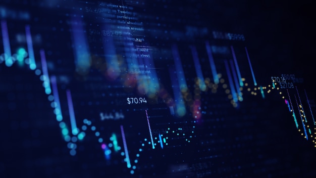 Photo graphique d'activité financière avec diagrammes et numéros de stock montrant les profits et les pertes