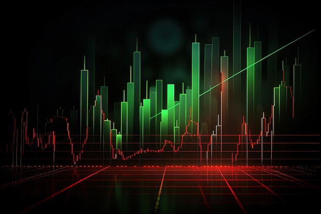 graphique d'affaires d'argent graphique boursier avec vert et rouge commerce graphique commercial investissement financier