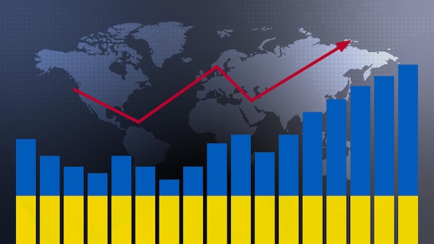 Graphique à barres de l'Ukraine avec des hauts et des bas augmentant les valeurs