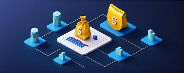 Graphique de base de la gestion financière des entreprises isométrique 3d