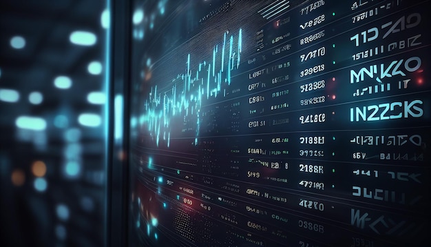 Graphique boursier sur écran d'ordinateur créé avec des outils ai