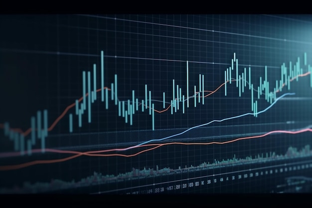 Graphique boursier graphique diagramme statistique entreprise rapport annuel coloré infographie générative ai
