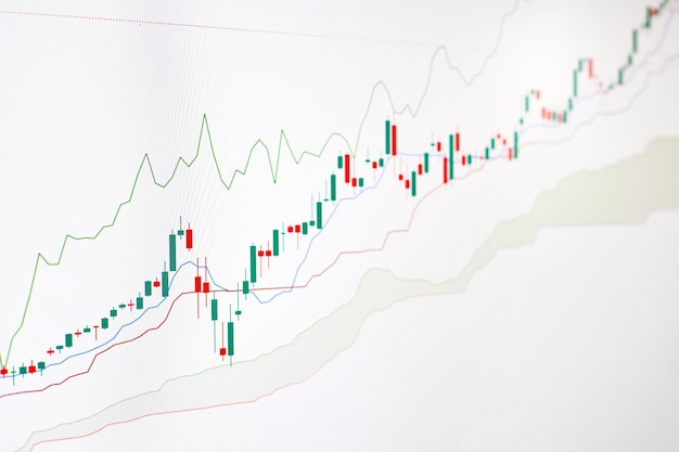 Graphique boursier en hausse sur fond blanc