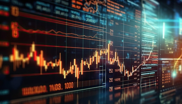 graphique boursier numérique avec mises à jour en temps réel et informations de défilement