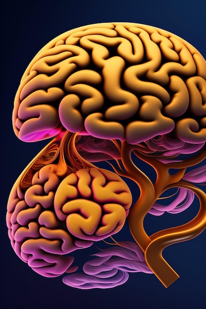 Un graphique d'un cerveau avec les côtés supérieur gauche et droit de celui-ci.