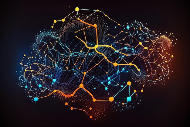 Un graphique d'un cerveau avec des lignes et des points