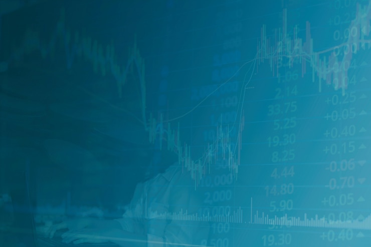 Photo graphique de chandelier financier abstrait avec graphique linéaire et numéros de stock