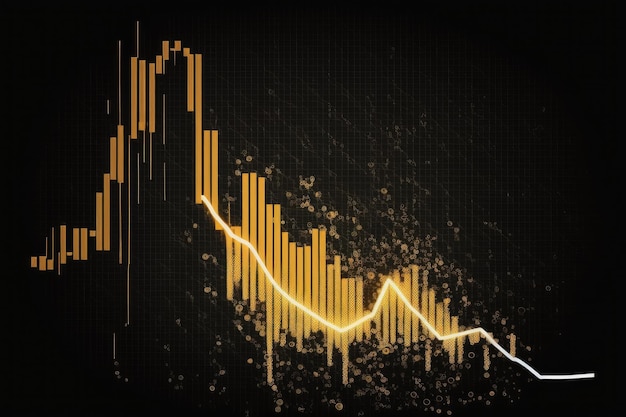 Graphique avec chute des cours des actions dans l'indicateur de graphique en chandelier d'investissement