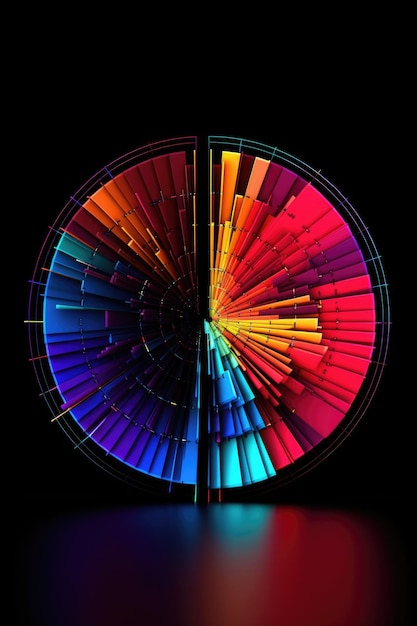 Photo graphique circulaire coloré sur un écran numérique créé avec l'ia générative