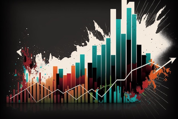 Un graphique coloré avec un graphique dessus