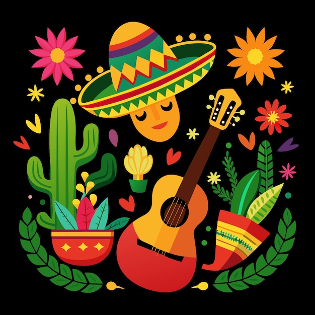 graphique coloré joyeux pour Cinco de Mayo sur fond noir
