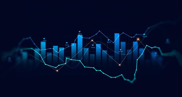 Photo graphique de la croissance financière des marchés boursiers et des bourses