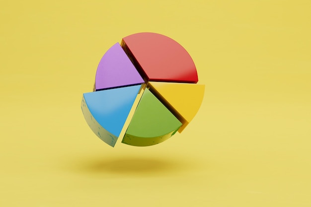 Graphique divisé en cellules de différentes couleurs sur fond jaune copier coller copie espace rendu 3D