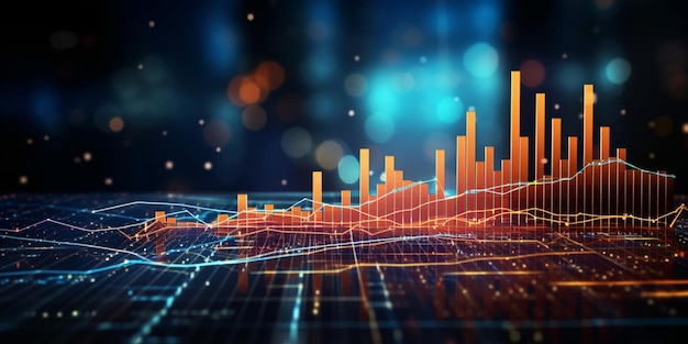 Graphique des données commerciales, graphique de la croissance et graphique du rapport financier